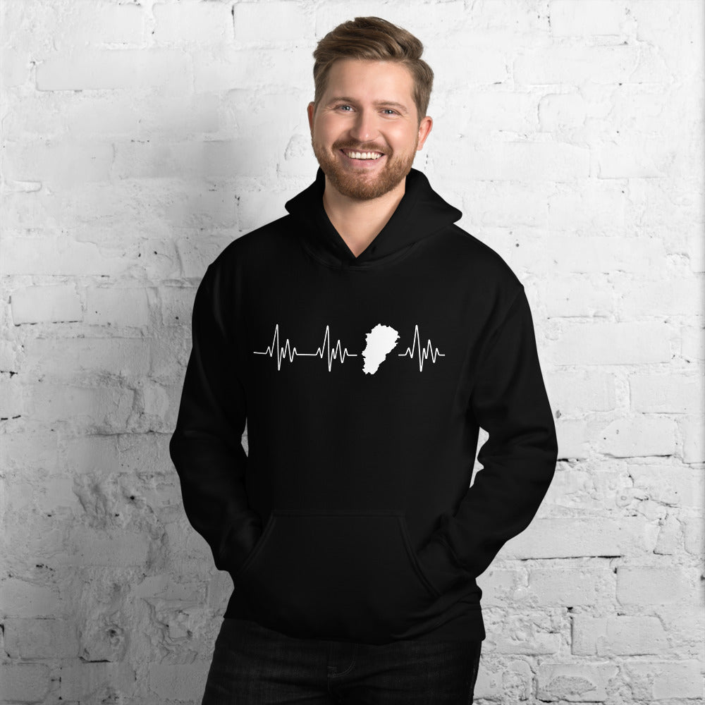 Sweatshirt Franche-Comté bordeaux - Battement de cœur avec carte