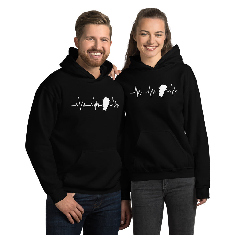 Sweatshirt Franche-Comté bleu clair - Battement de cœur avec carte