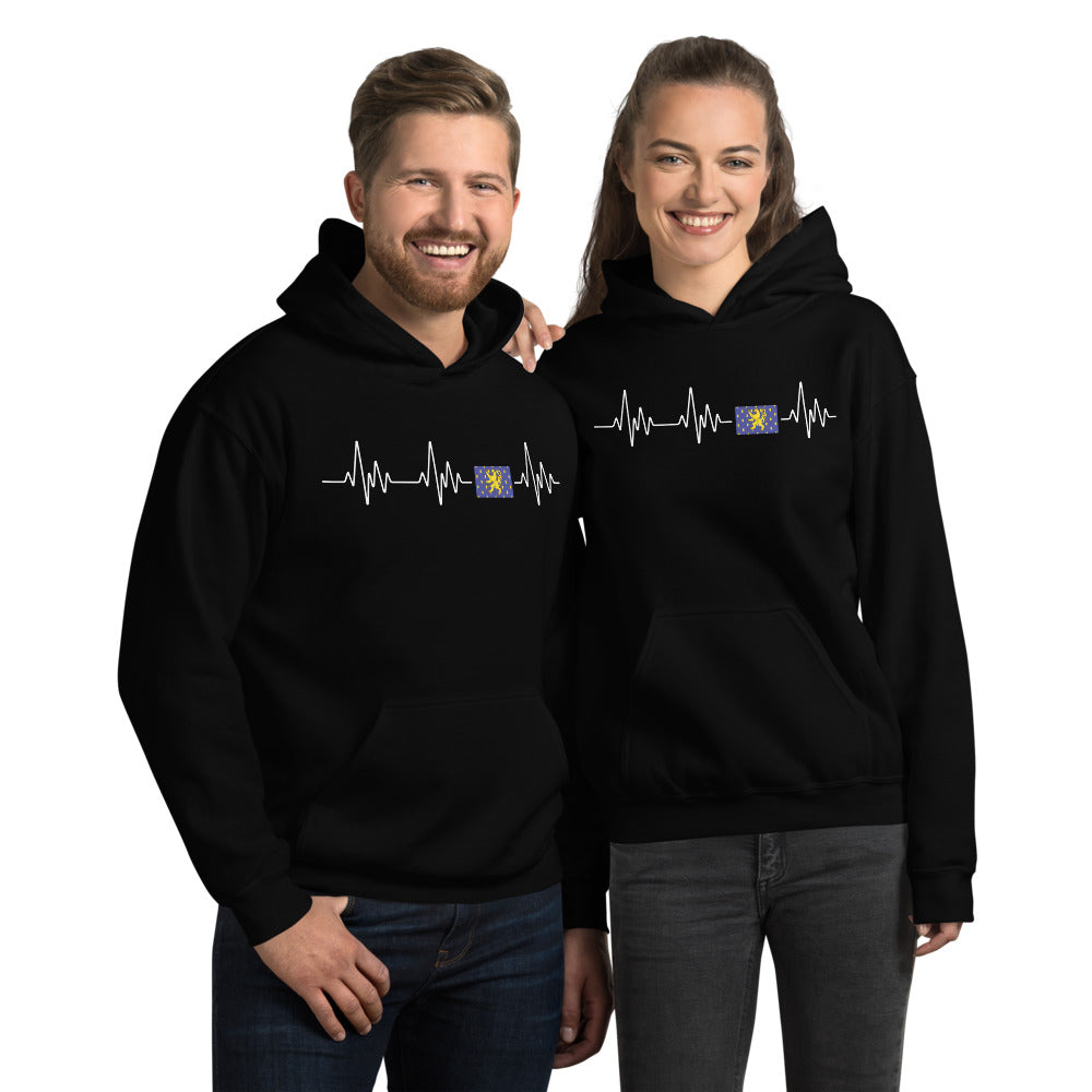 Sweatshirt Franche-Comté bleu clair - Battement de cœur avec drapeau