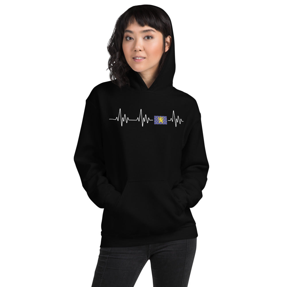 Sweatshirt Franche-Comté noir dos - Battement de cœur avec drapeau