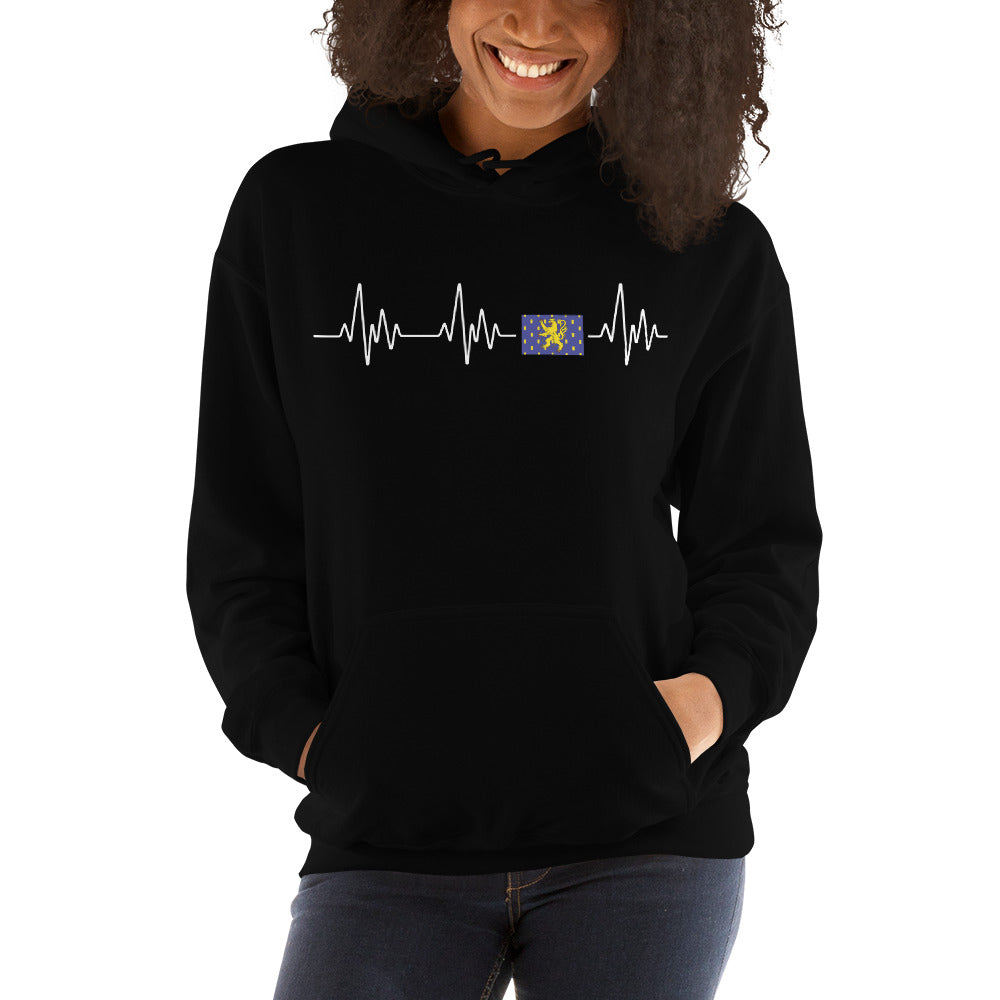 Sweatshirt Franche-Comté bleu marine dos - Battement de cœur avec drapeau