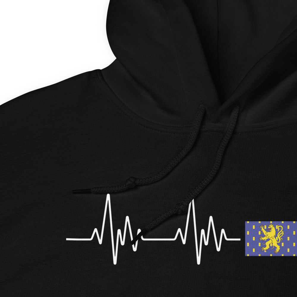 Sweatshirt Franche-Comté noir - Battement de cœur avec drapeau