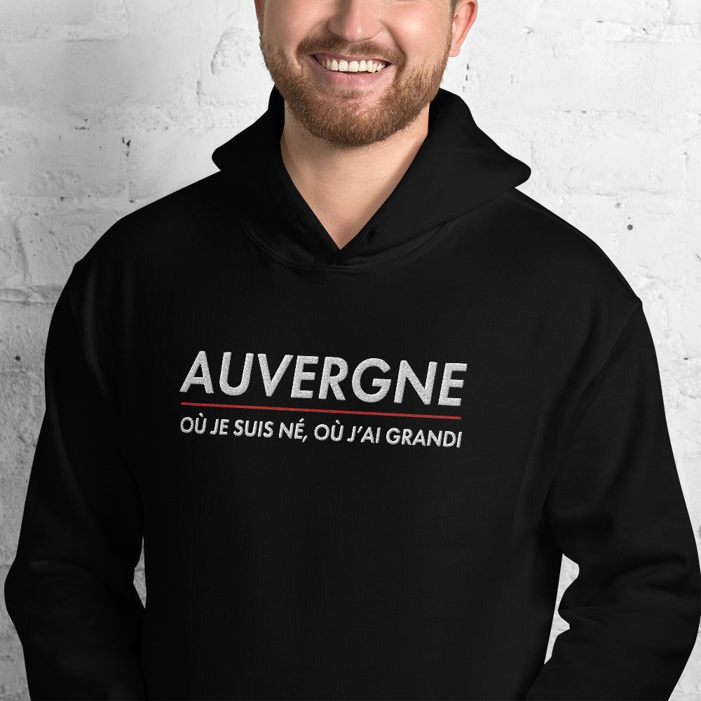 Auvergne où je suis né - Sweat à capuche Brodé