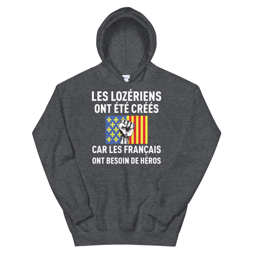 Sweat à capuche Lozère gris sport dos - Les Français ont besoin de héros