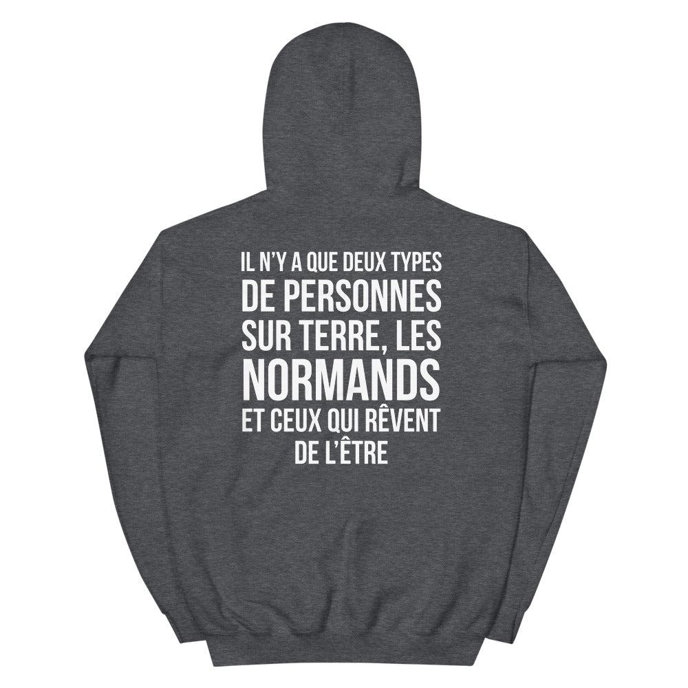 Sweatshirt Normand bordeaux dos - Deux types de personnes, les Normands
