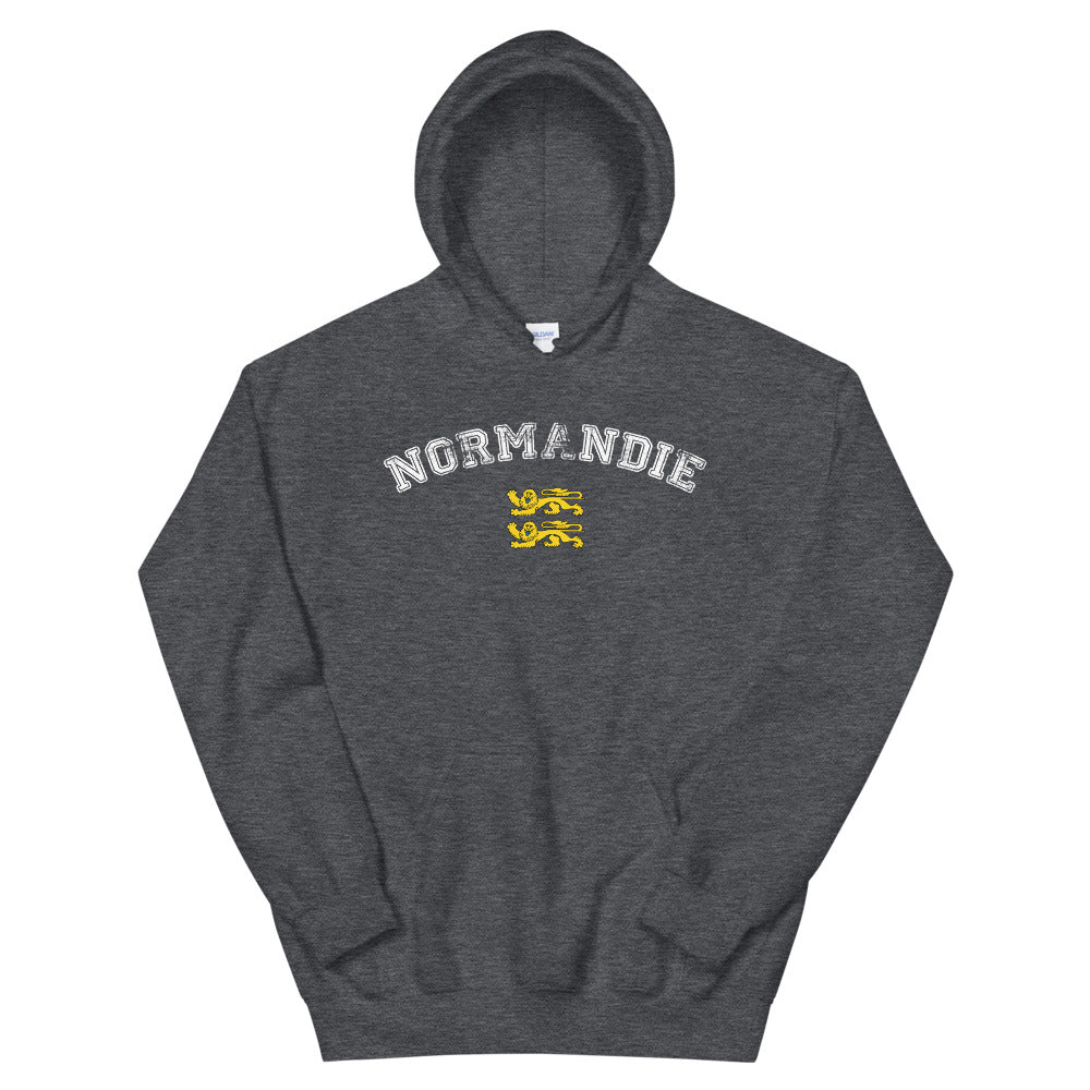 Sweatshirt Normandie gris foncé chiné dos - effet American College délavé