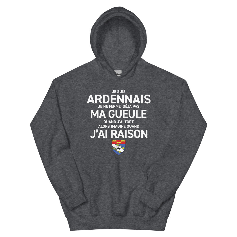 Je suis Ardennais je ne ferme pas ma gueule - Sweatshirt à capuche standard