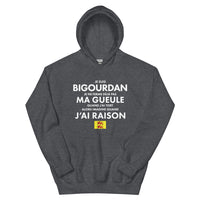 Thumbnail for Sweatshirt Bigourdan noir face - Je suis Bigourdan je ne ferme pas ma gueule