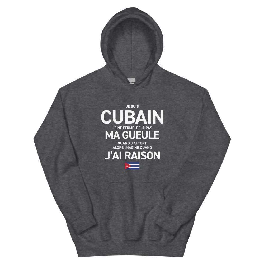 Sweatshirt Cuba noir dos - Je suis Cubain je ne ferme pas ma gueule