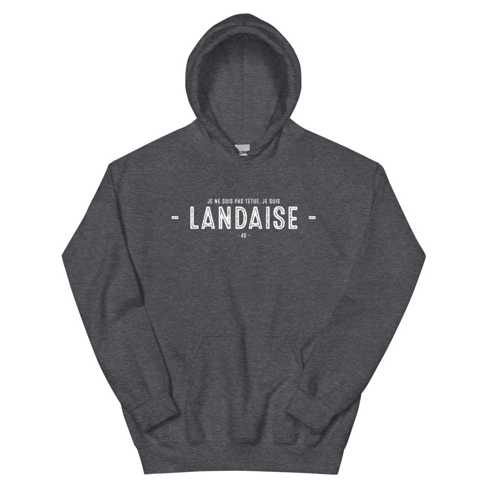 Sweatshirt Landaise vert militaire dos - Je suis Landaise je ne ferme pas ma gueule