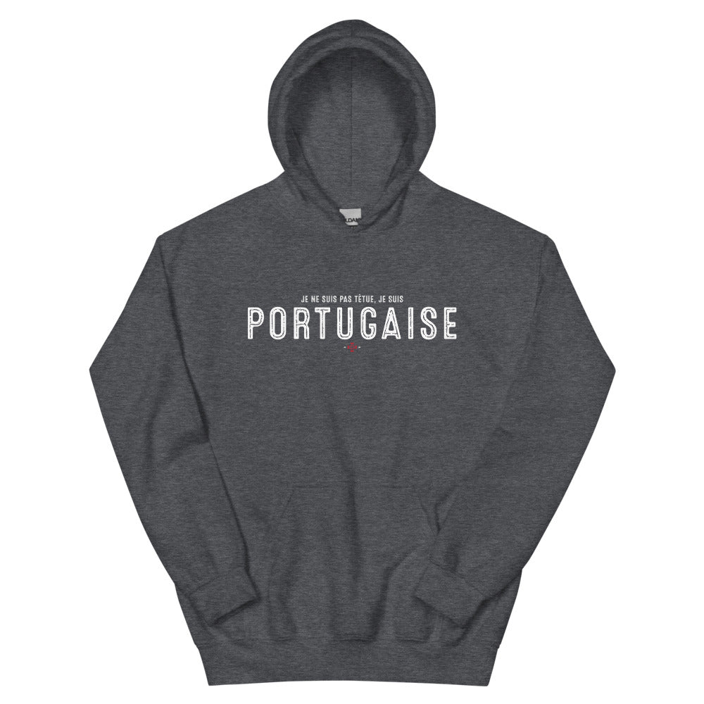 Sweatshirt Portugal vert militaire dos - Je suis portugaise têtue