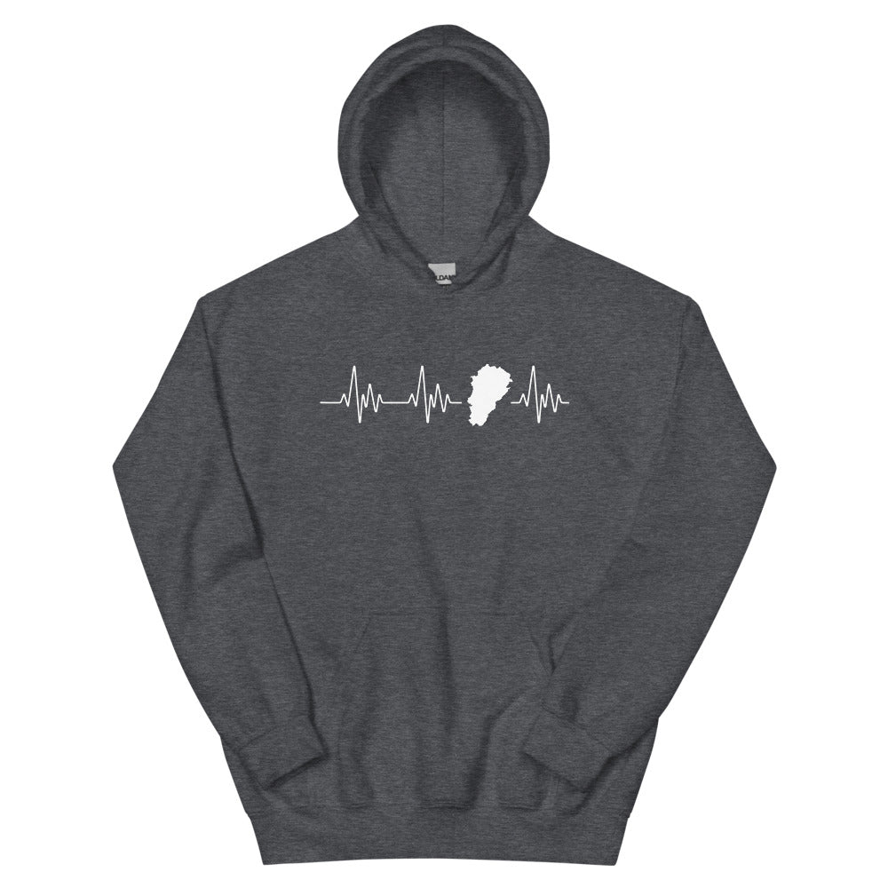 Sweatshirt Franche-Comté battement de coeur avec carte de la Comté