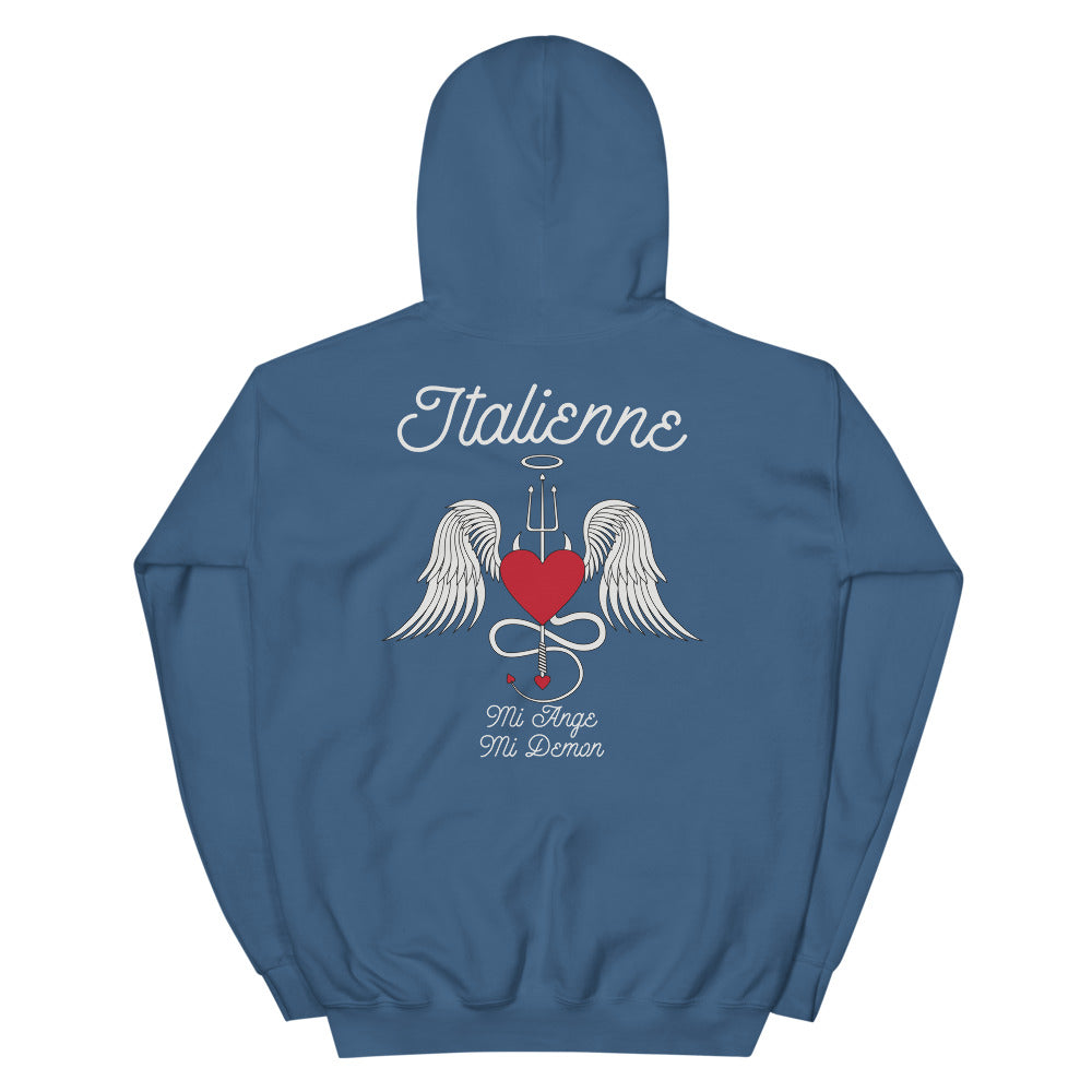 Sweat à capuche Italie vert militaire dos - Mi ange mi démon