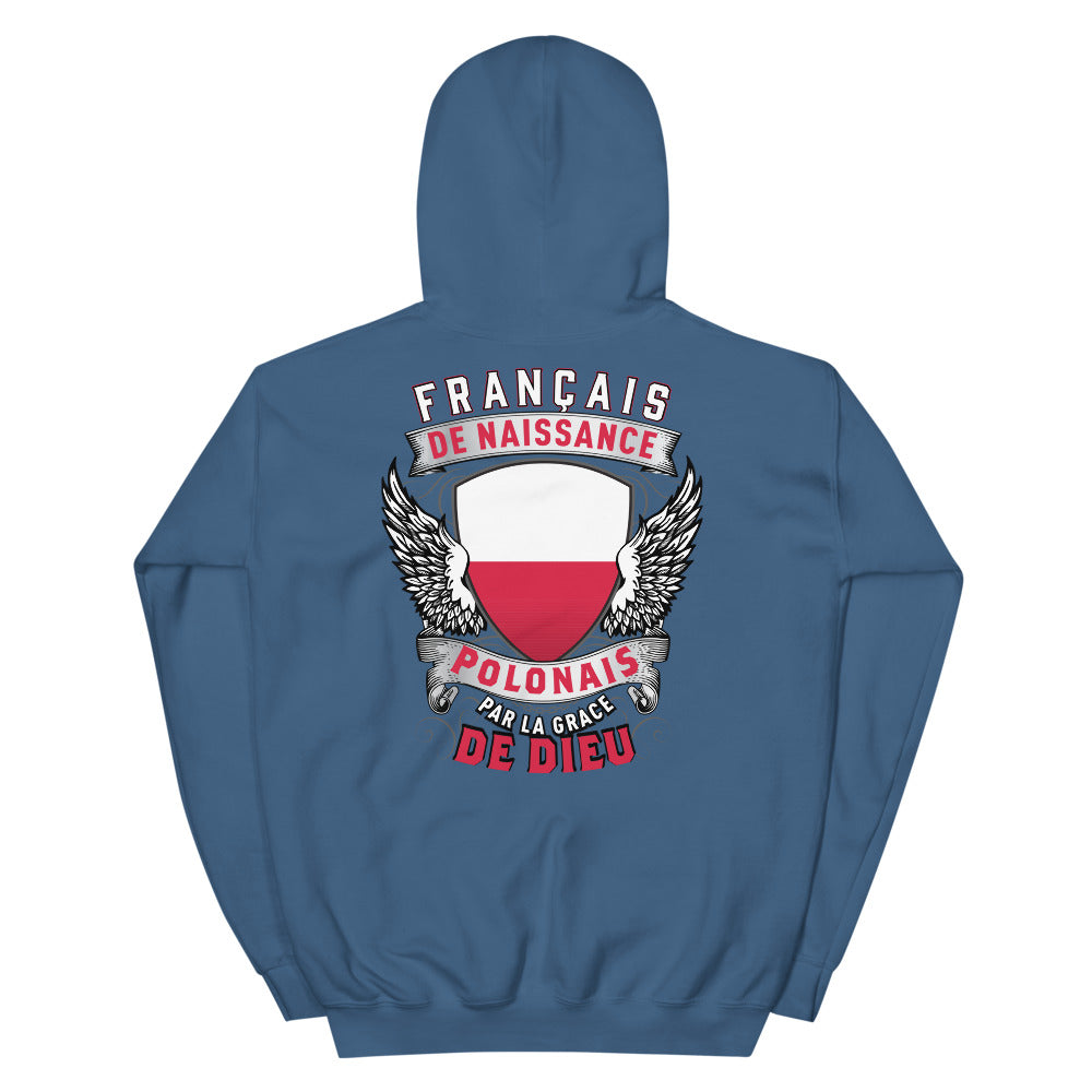 Sweatshirt Pologne noir dos - Français de naissance, Polonais par grâce