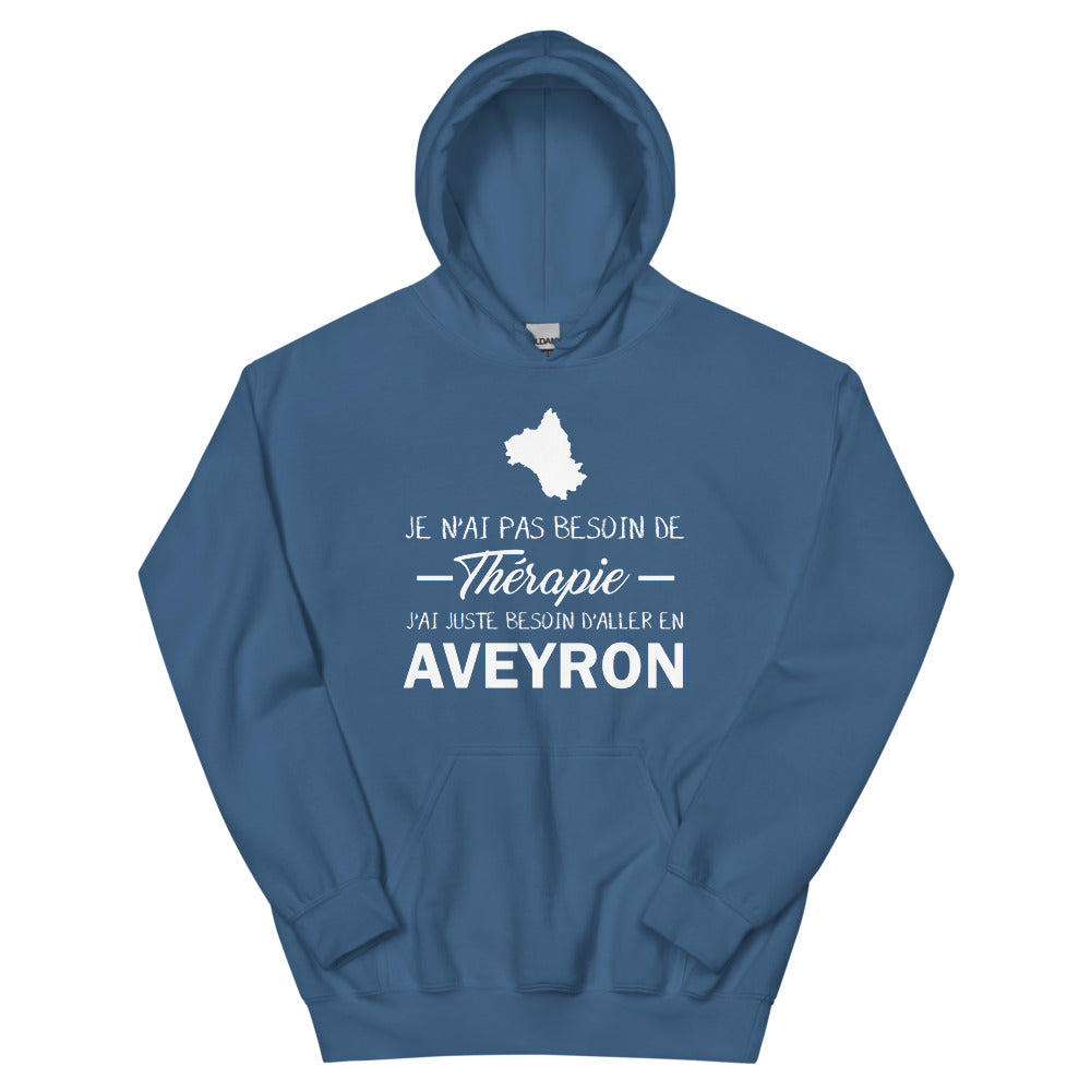 Sweat à capuche Aveyron gris foncé chiné - Je n'ai pas besoin de thérapie
