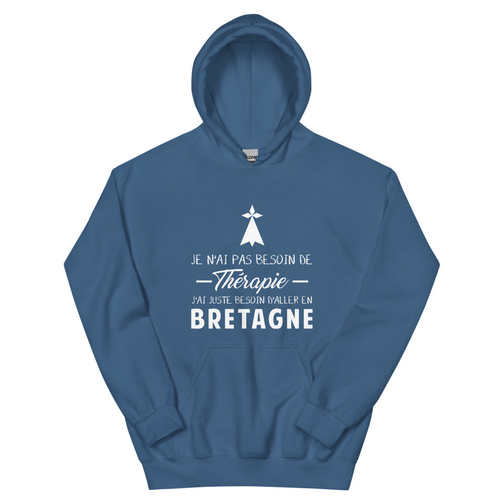 Sweatshirt Bretagne bleu indigo dos - Je n'ai pas besoin de thérapie