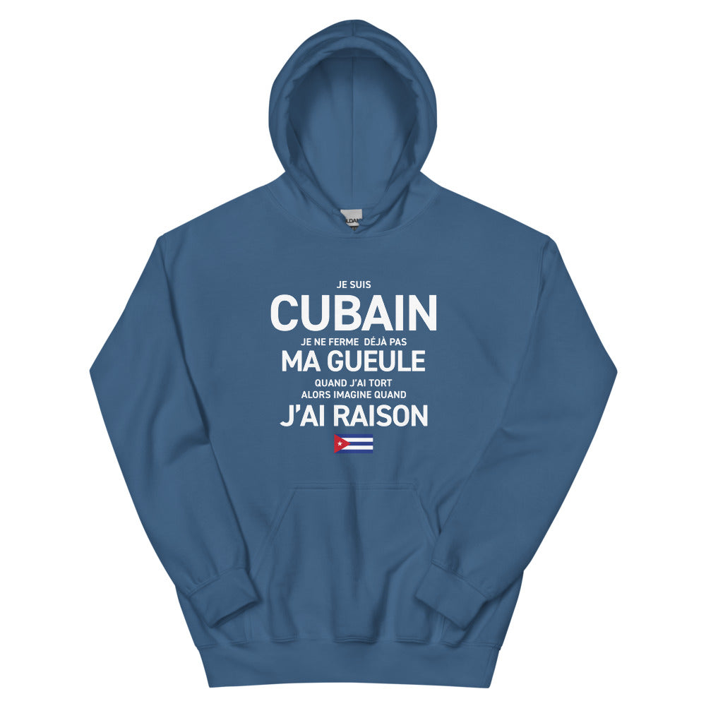 Sweatshirt Cuba bleu marine dos - Je suis Cubain je ne ferme pas ma gueule