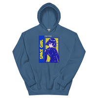 Thumbnail for Sweatshirt manga vert militaire dos - Space Girl post punk design stylé