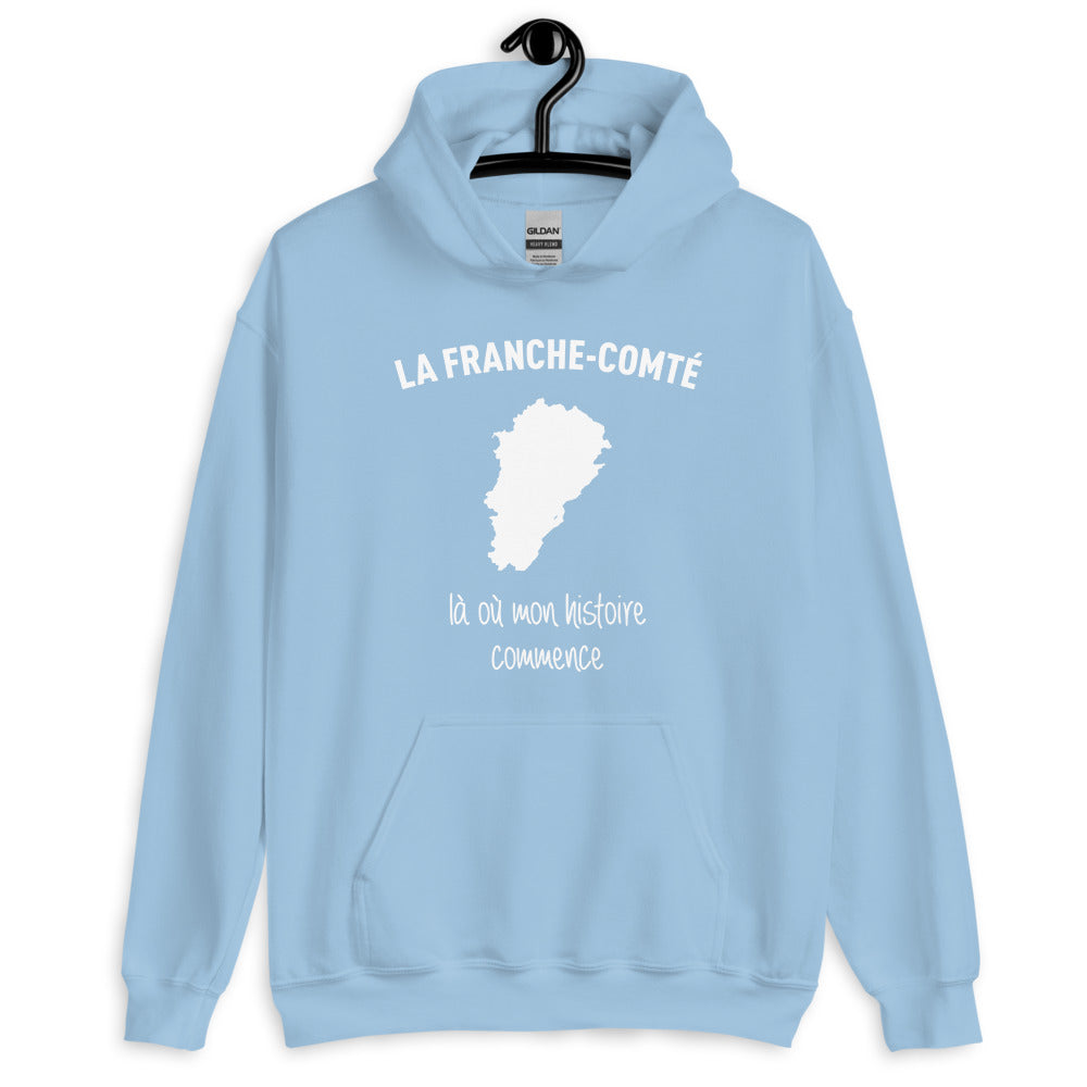 Sweatshirt Franche-Comté gris foncé chiné dos - Mon histoire commence