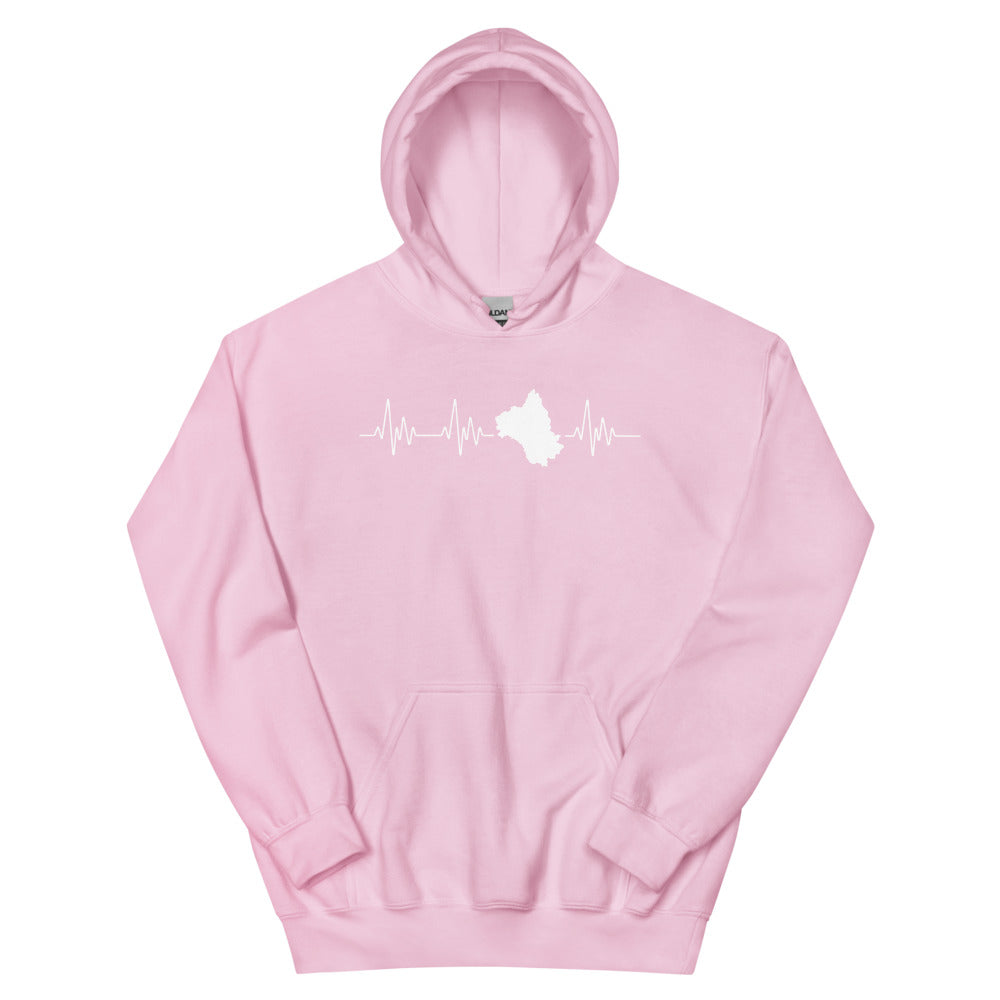 L'Aveyron Battement de coeur carte du département - Sweat à Capuche Fierté Aveyronnaise