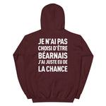 Je n'ai pas choisi d'être Béarnais j'ai eu de la chance avec blason Béarn avant - Sweat à capuche