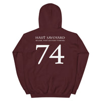 Thumbnail for Sweat à capuche Haut-Savoie bordeaux dos - Haut-Savoyard un jour, toujours