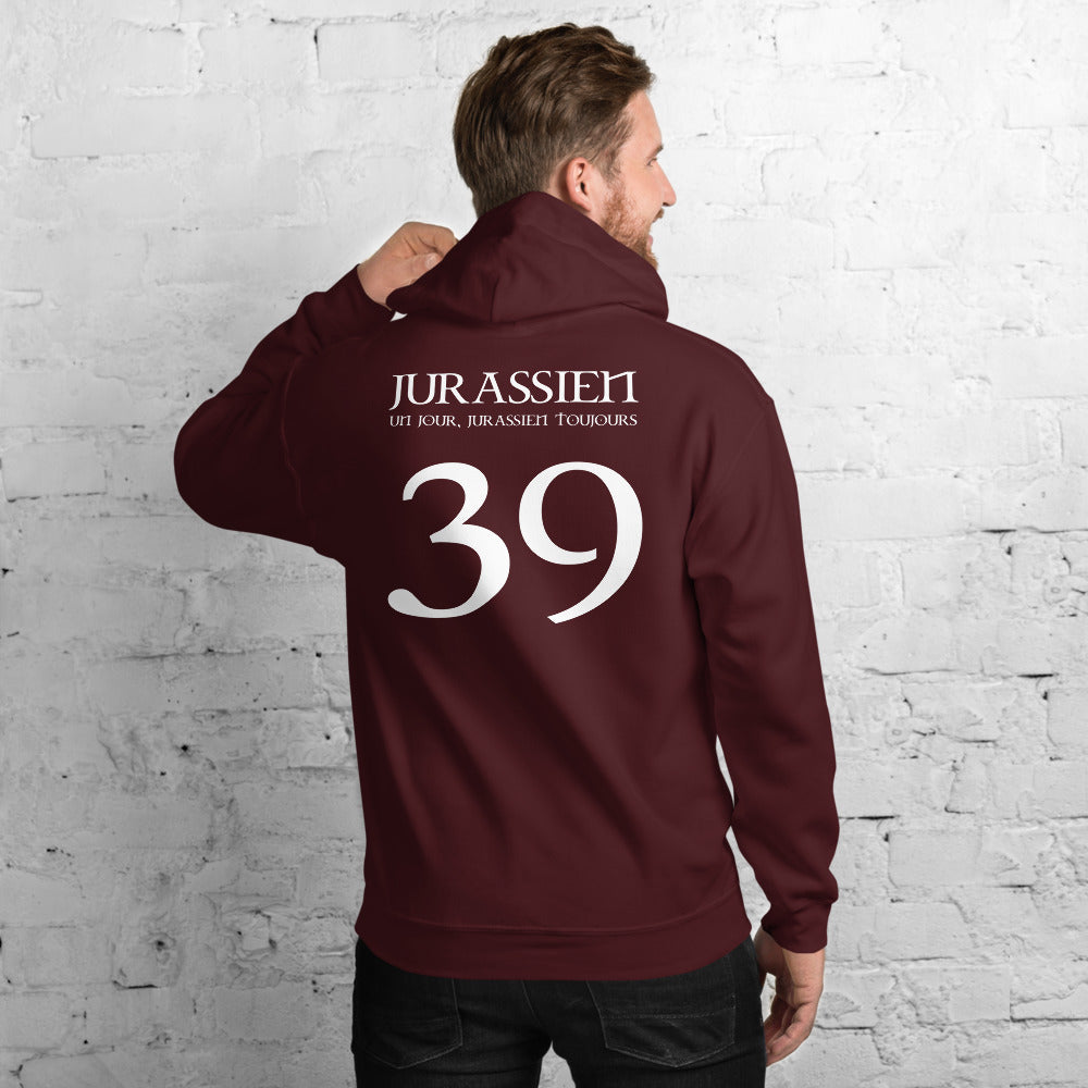 Sweat à capuche Jura rouge dos - Jurassien un jour, Jurassien toujours