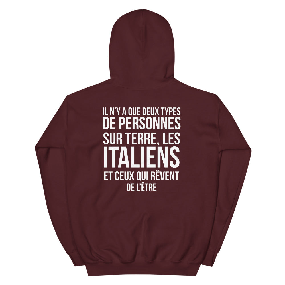 Sweat à capuche Italie gris foncé chiné - Les Italiens et ceux qui rêvent