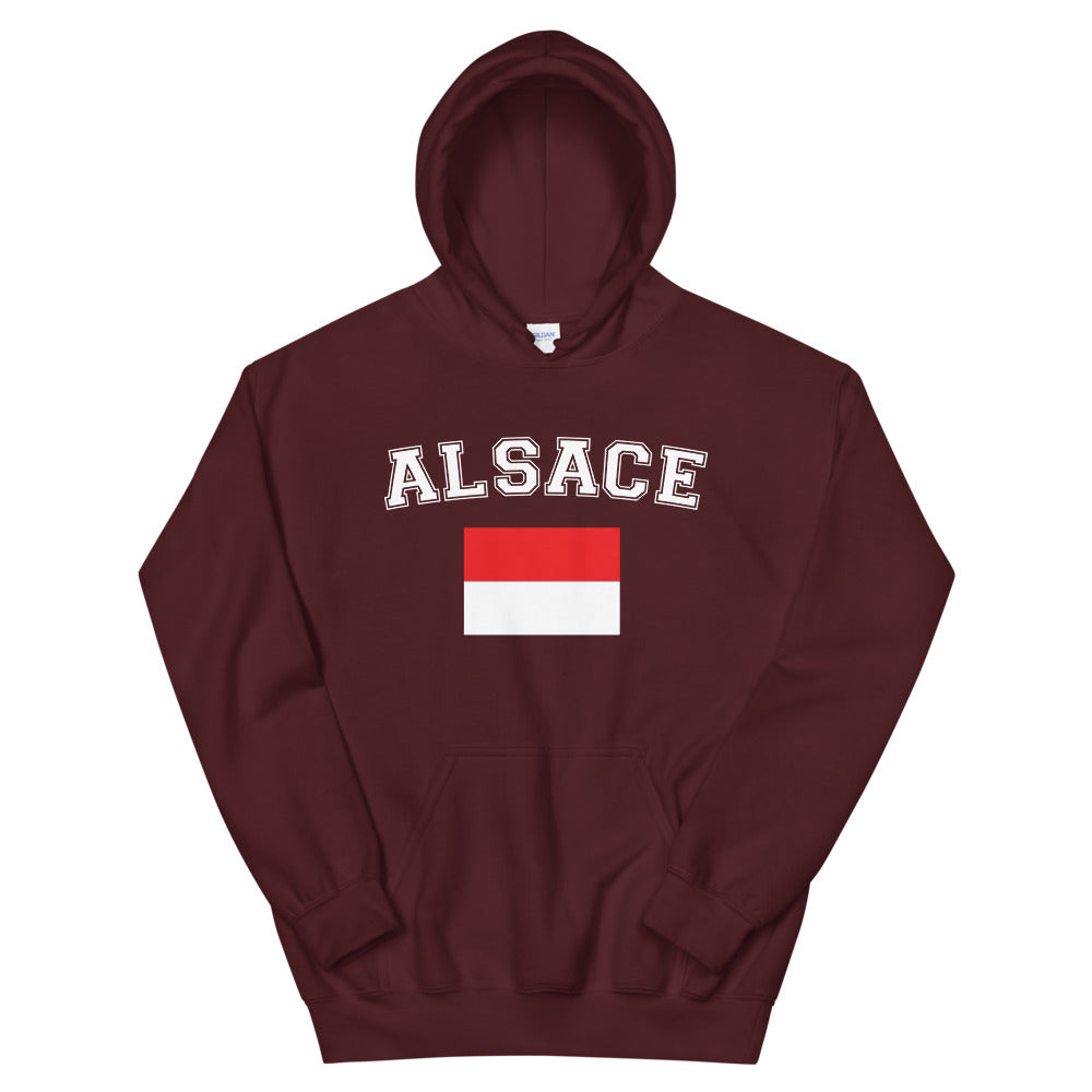 Alsace - Sweatshirt à capuche avec drapeau de l'Alsace Rot un Wiss