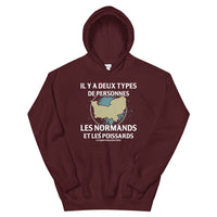 Thumbnail for Sweat à capuche Normands et Poissards bordeaux dos - Deux types de personnes