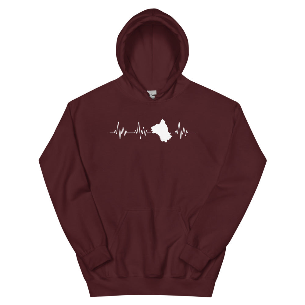 Sweat à capuche Aveyron bordeaux - Battement de coeur carte