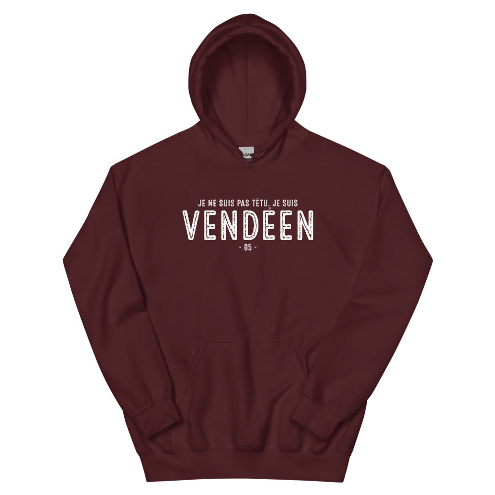 Sweatshirt Vendée rouge dos - Je ne suis pas têtu, j'affirme !