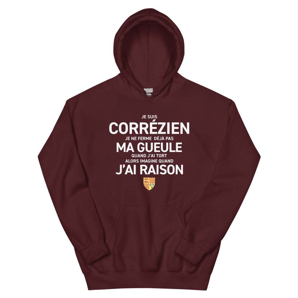 Sweatshirt Corrèze gris foncé chiné - Je suis Corrézien je ne ferme pas ma gueule