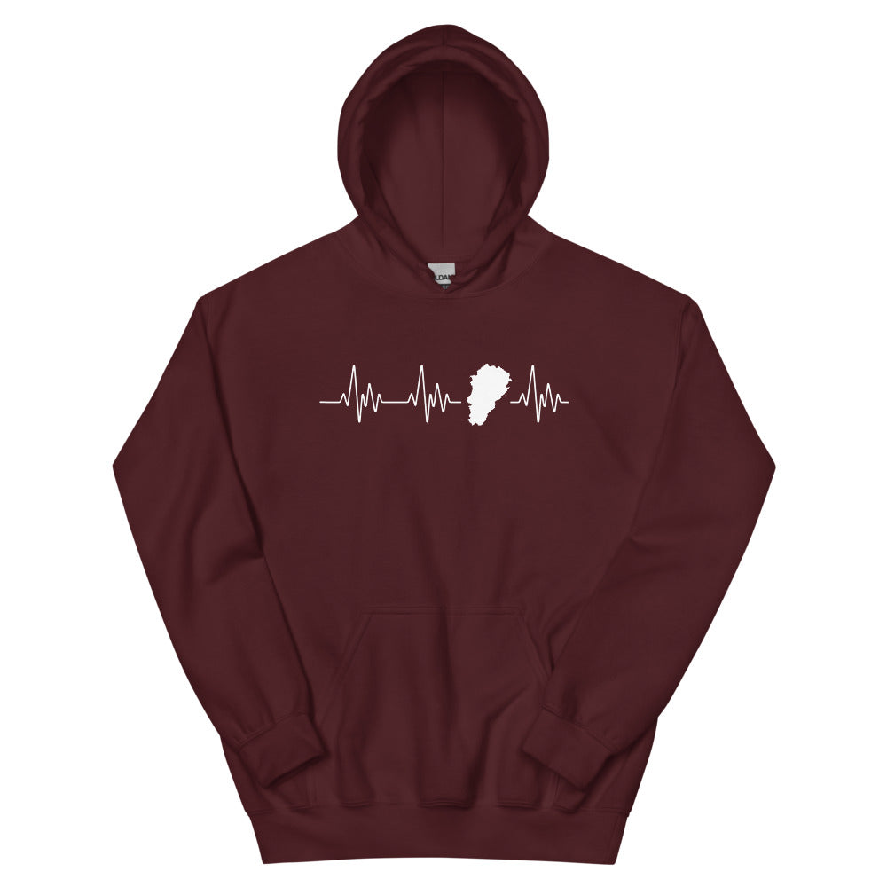 Sweatshirt Franche-Comté gris foncé chiné dos - Battement de cœur avec carte