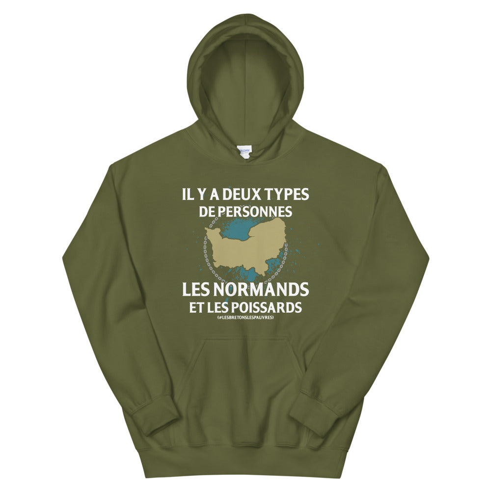 Deux types de personnes les Normands et les Poissards - Sweat à Capuche standard humour