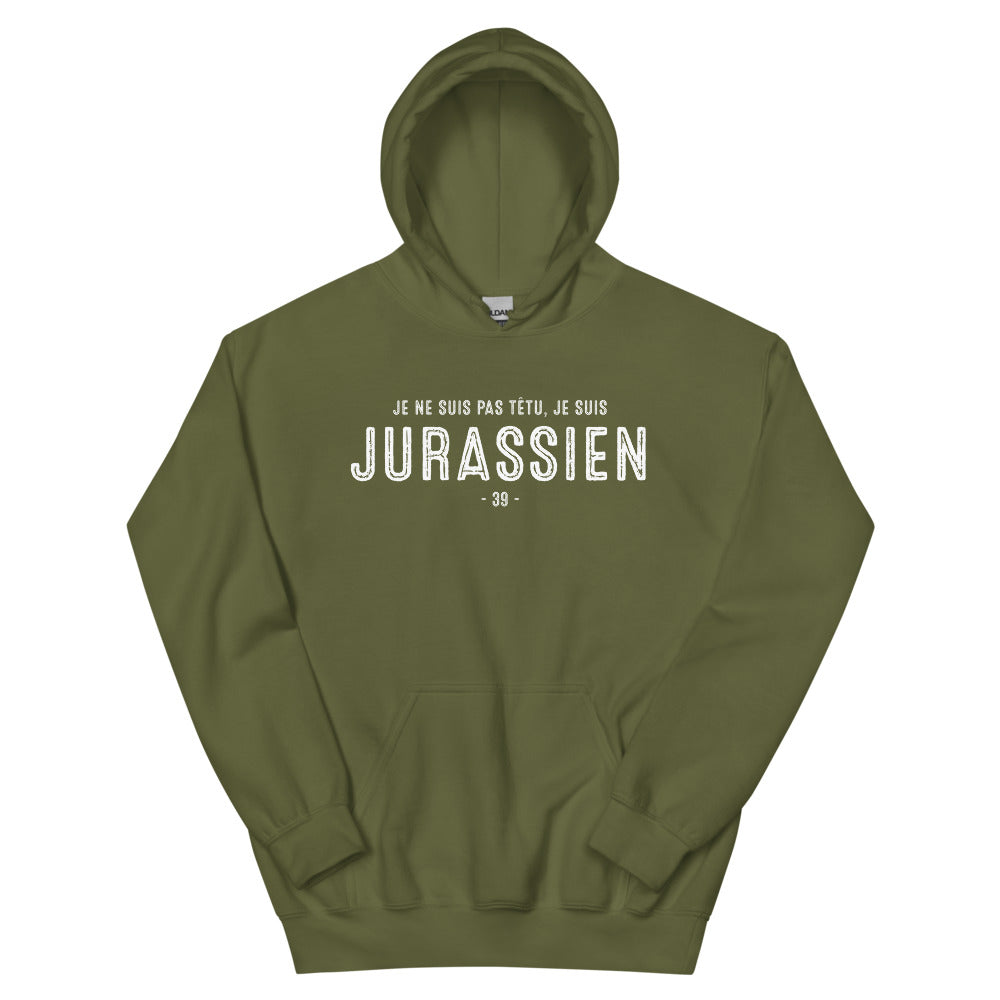 Sweatshirt Jurassien bordeaux dos - Je ne suis pas têtu