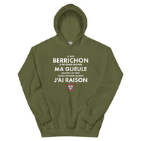 Thumbnail for Sweatshirt Berry vert militaire dos - Je suis Berrichon je ne ferme pas ma gueule