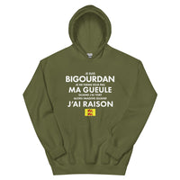 Thumbnail for Sweatshirt Bigourdan bleu marine face - Je suis Bigourdan je ne ferme pas ma gueule