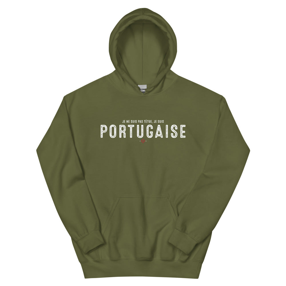 Sweatshirt Portugal bordeaux dos - Je suis portugaise têtue