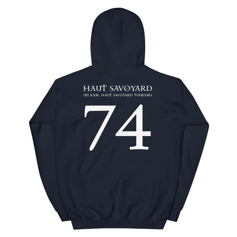 Sweat à capuche Haut-Savoie noir dos - Haut-Savoyard un jour, toujours