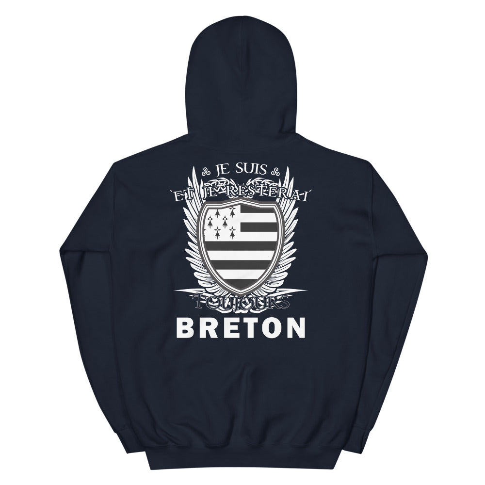 Sweat à capuche Bretagne bleu marine dos - Toujours Breton