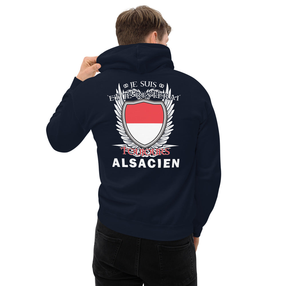 Sweat à capuche Alsace bleu marine - Je suis et je resterai Toujours Alsacien