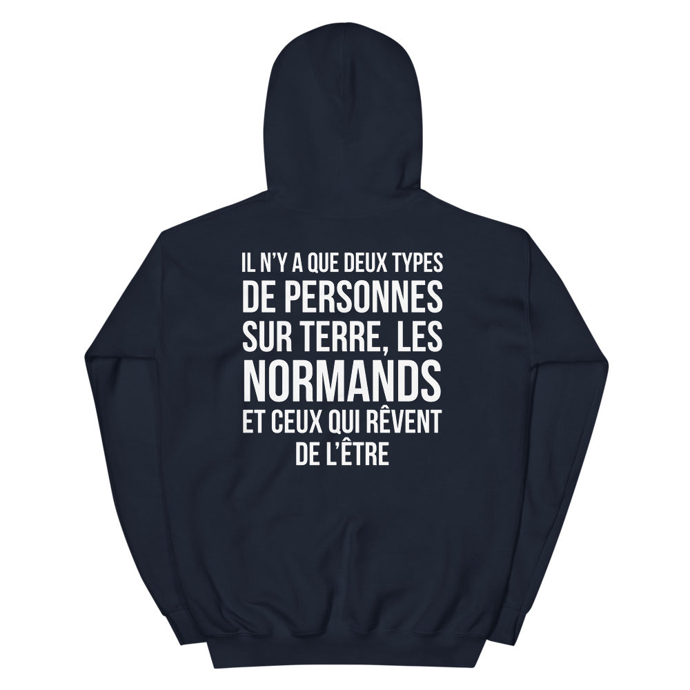 Sweatshirt Normand bleu marine dos - Deux types de personnes, les Normands