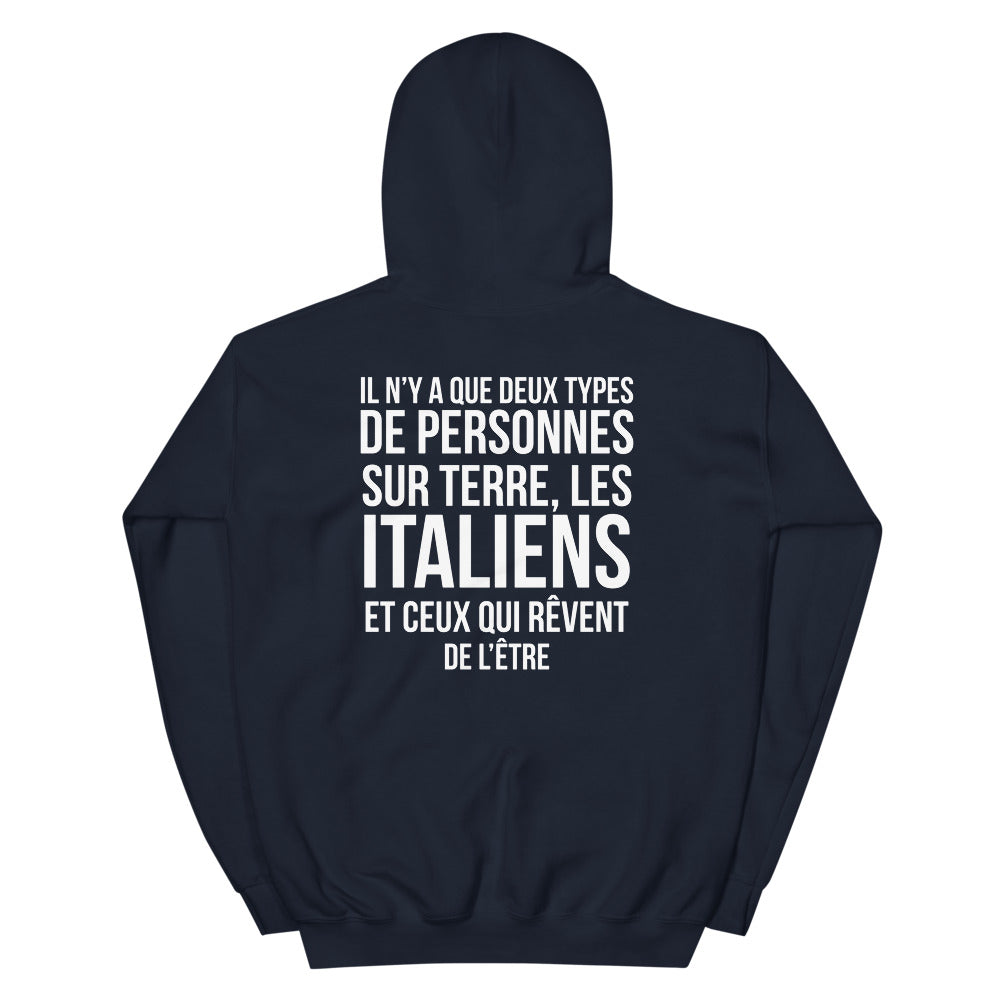 Sweat à capuche Italie bleu indigo - Les Italiens et ceux qui rêvent