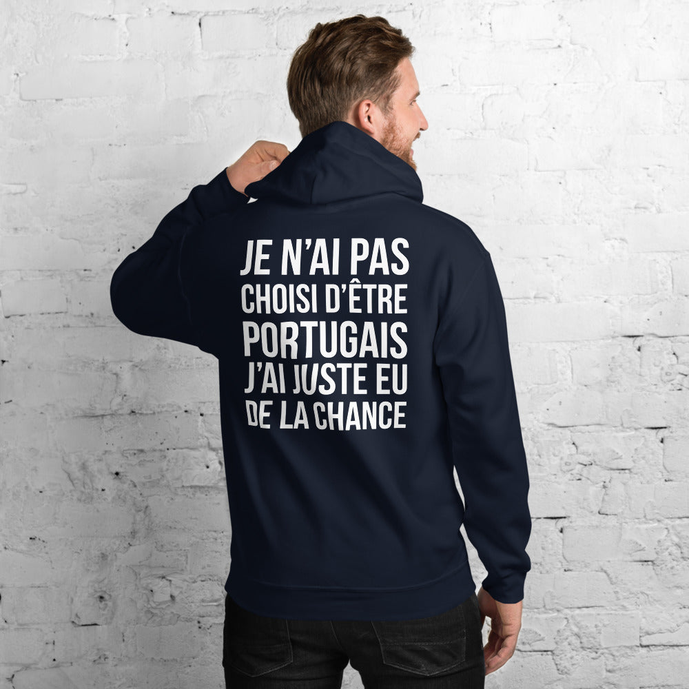 Sweatshirt Portugal gris foncé chiné dos - Je n'ai pas choisi d'être Portugais