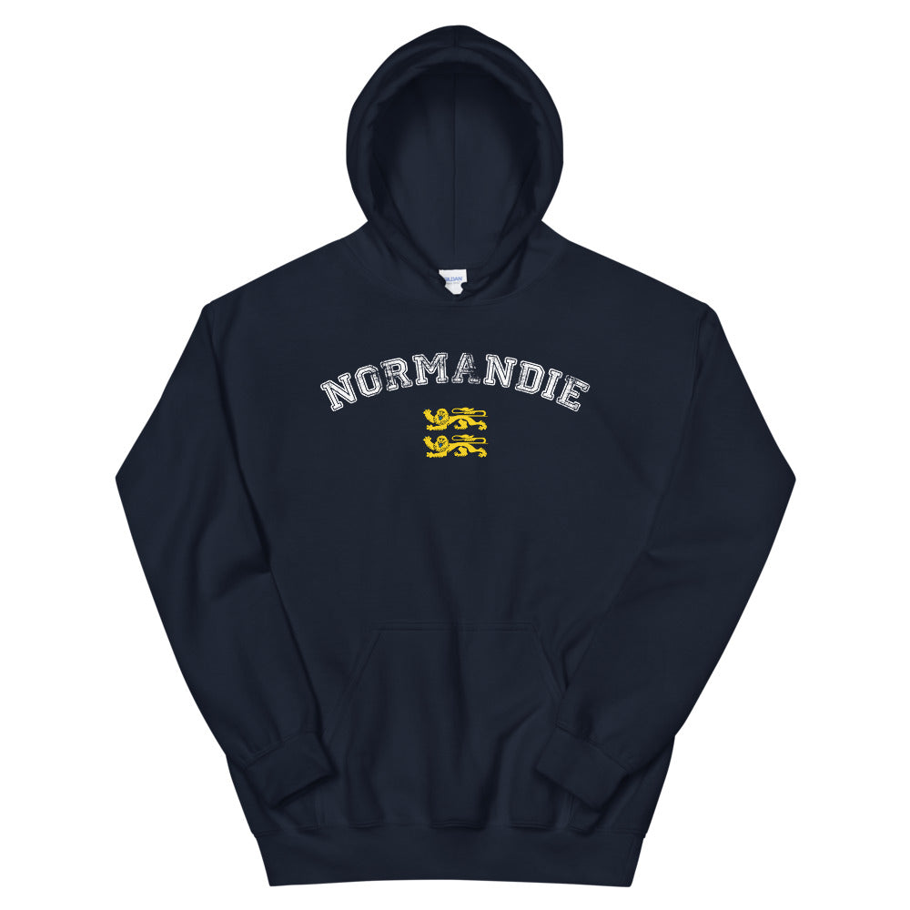 Sweatshirt Normandie gris foncé chiné - effet American College délavé