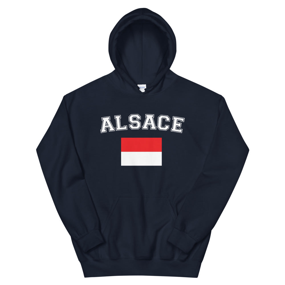 Alsace - Sweatshirt à capuche avec drapeau de l'Alsace Rot un Wiss