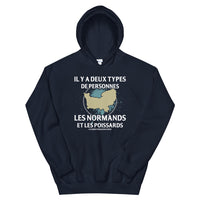 Thumbnail for Sweat à capuche Normands et Poissards bleu marine dos - Deux types de personnes