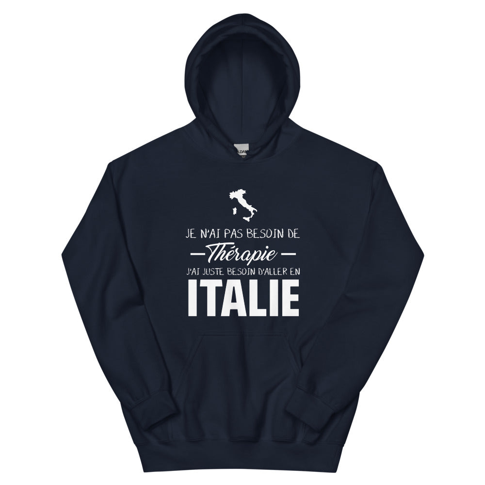 Sweatshirt Italie bleu indigo dos - Je n'ai pas besoin de thérapie
