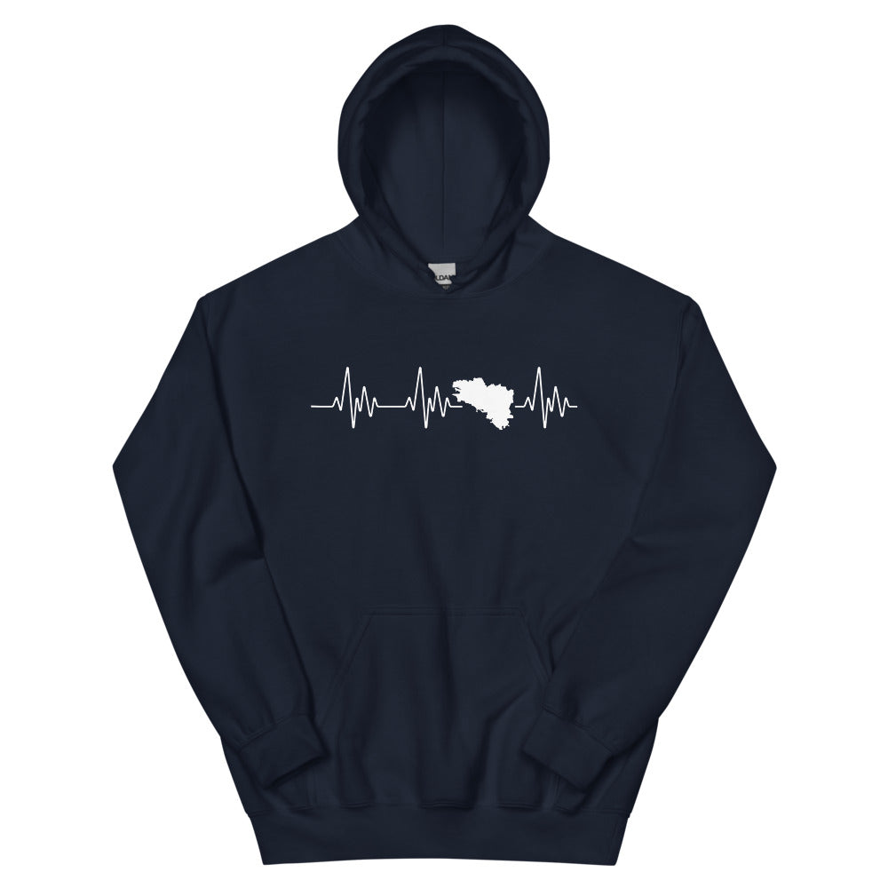 Battement de coeur Bretagne (carte) - Sweatshirt à capuche standard